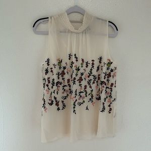 Ann Taylor high neck floral dress blouse size medium